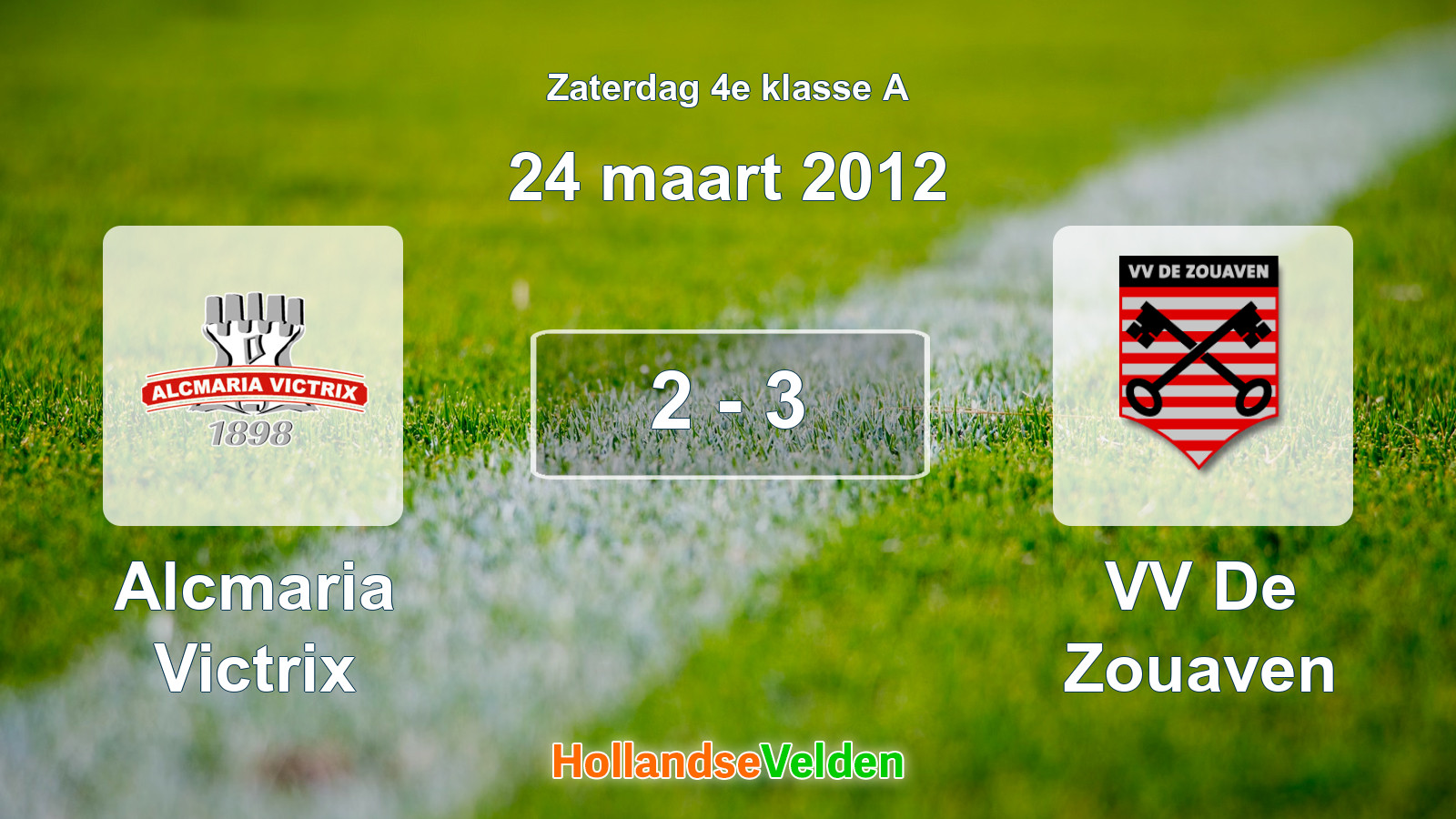 Gespeelde wedstrijd: Alcmaria Victrix - VV De Zouaven 2 - 3 (24 maart 2012)