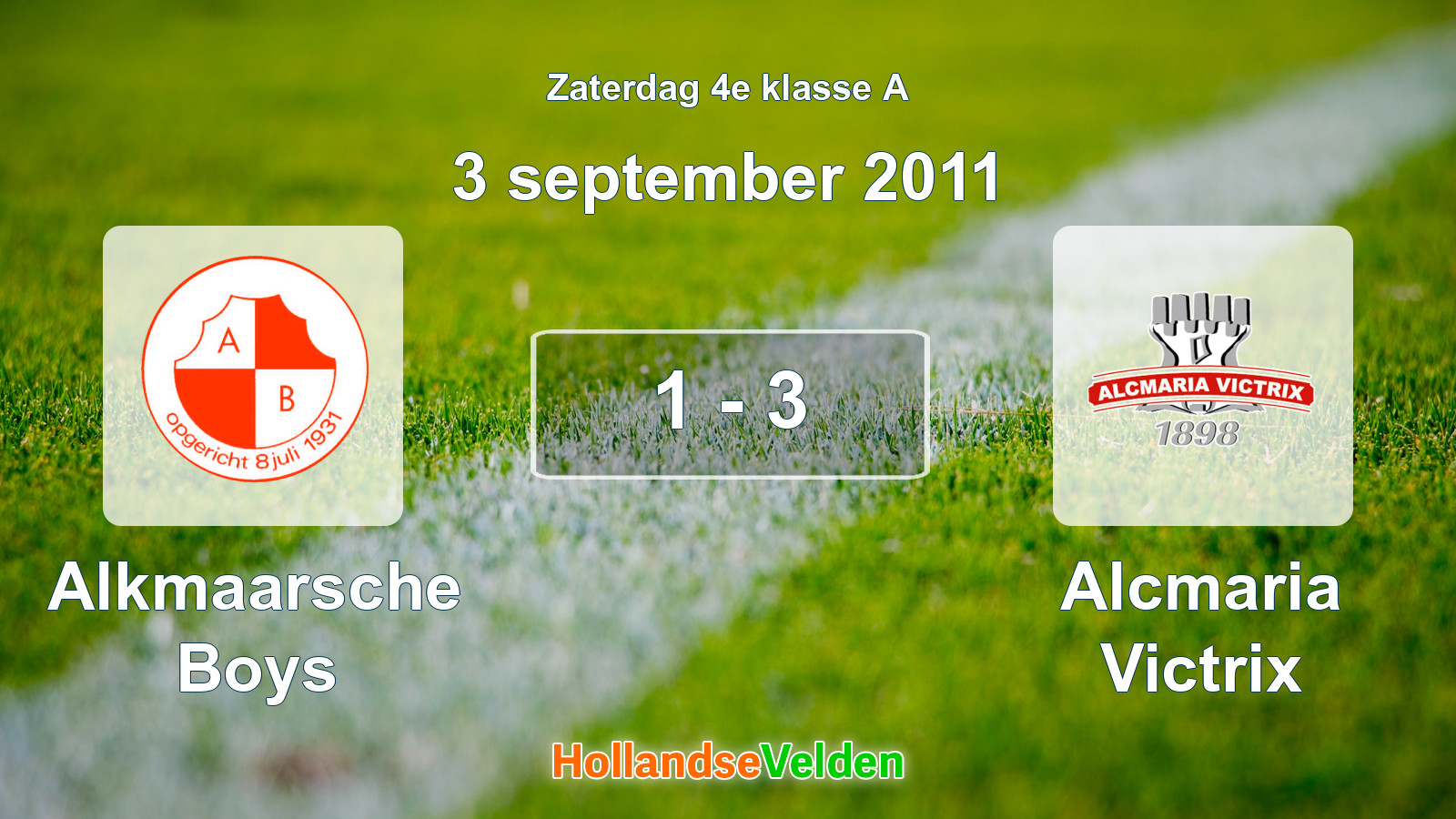 Gespeelde wedstrijd: Alkmaarsche Boys - Alcmaria Victrix 1 - 3 (3 september 2011)