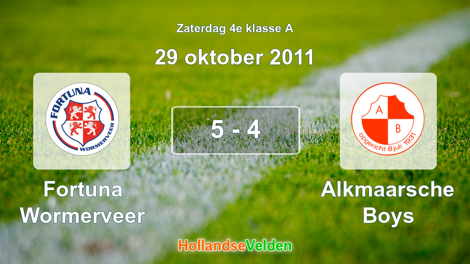 Gespeelde wedstrijd: Fortuna Wormerveer - Alkmaarsche Boys 5 - 4 (29 oktober 2011)