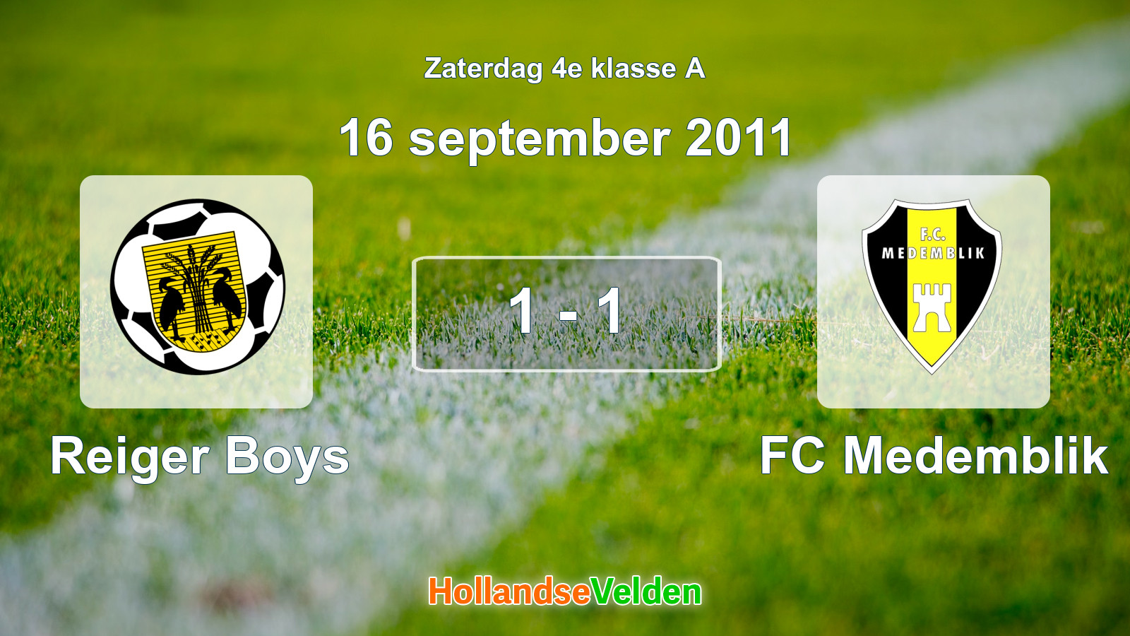 Gespeelde wedstrijd: Reiger Boys - FC Medemblik 1 - 1 (16 september 2011)