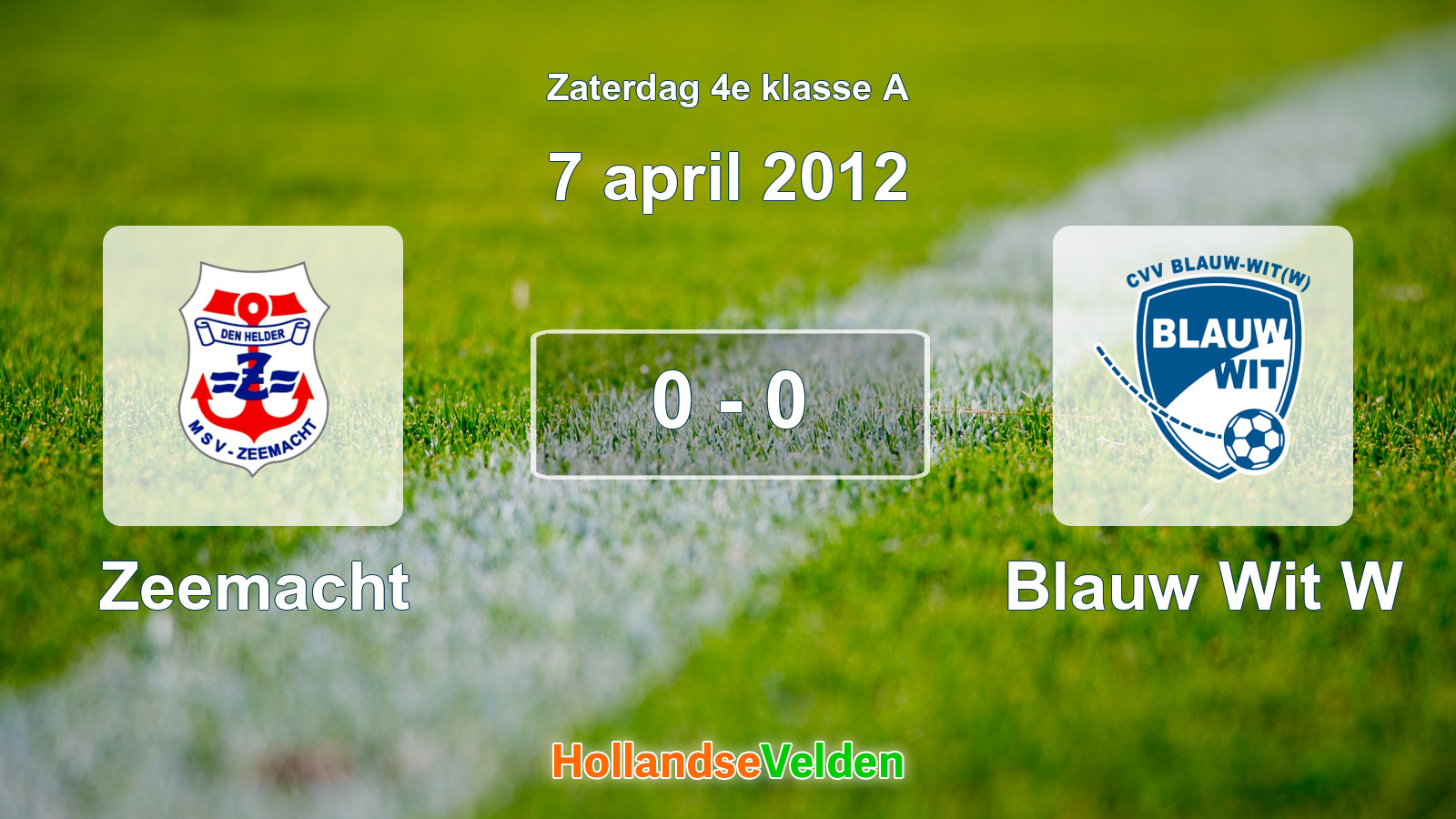 Gespeelde wedstrijd: Zeemacht - Blauw Wit W 0 - 0 (7 april 2012)