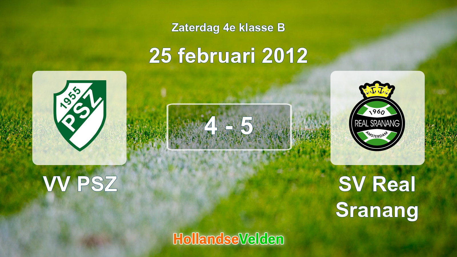 Gespeelde wedstrijd: VV PSZ - SV Real Sranang 4 - 5 (25 februari 2012)