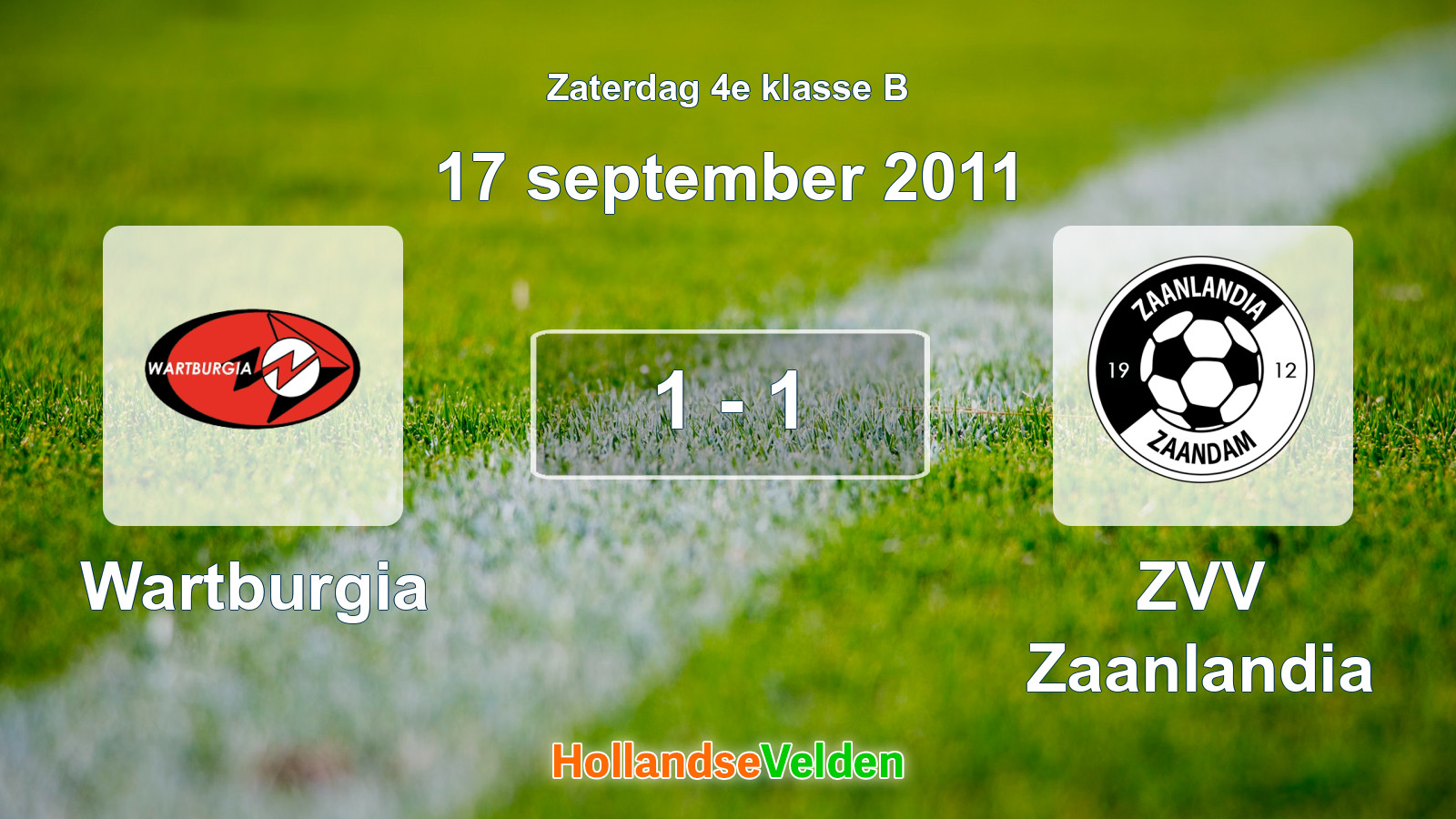 Gespeelde wedstrijd: Wartburgia - ZVV Zaanlandia 1 - 1 (17 september 2011)