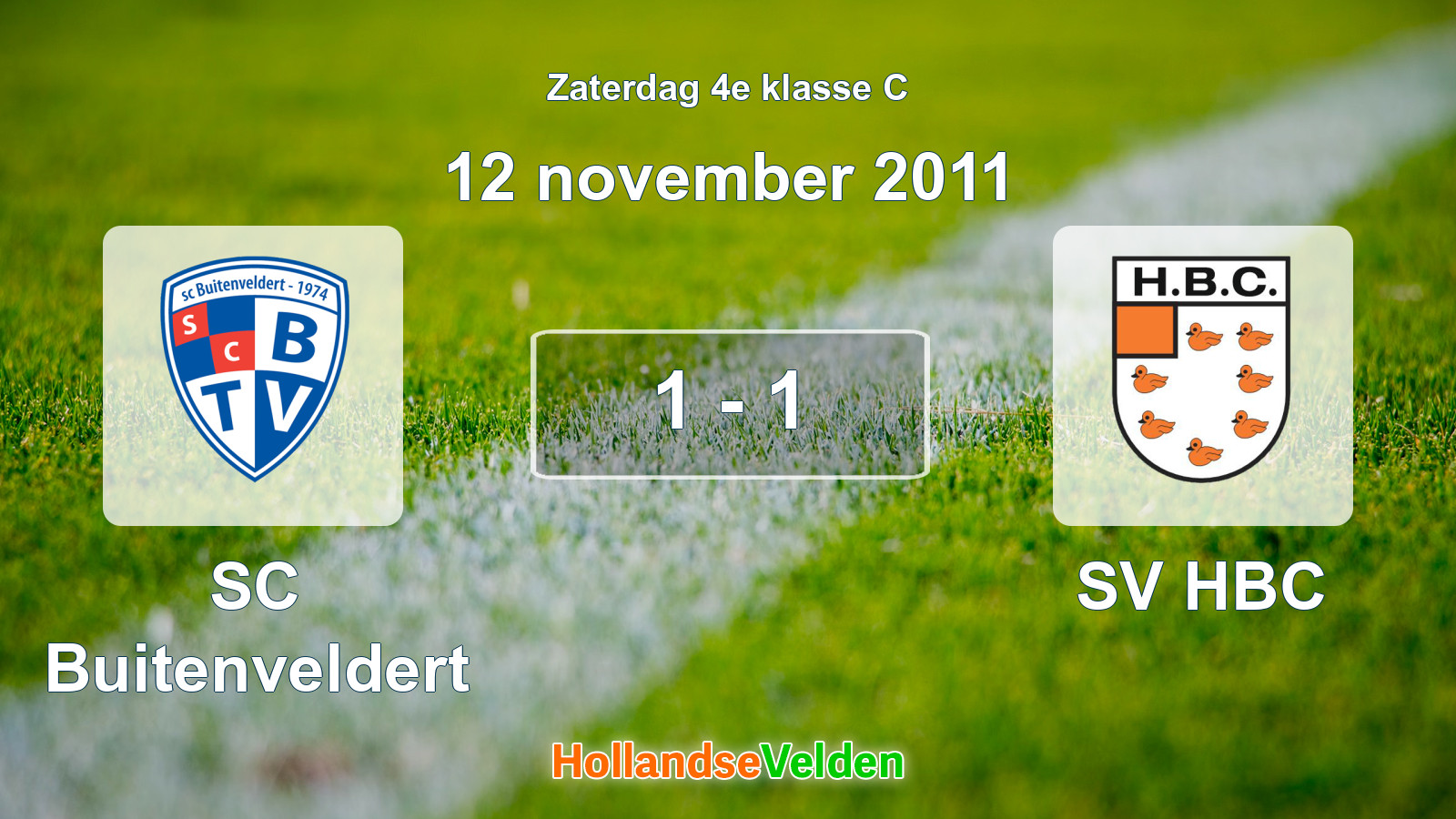 Gespeelde wedstrijd: SC Buitenveldert - SV HBC 1 - 1 (12 november 2011)