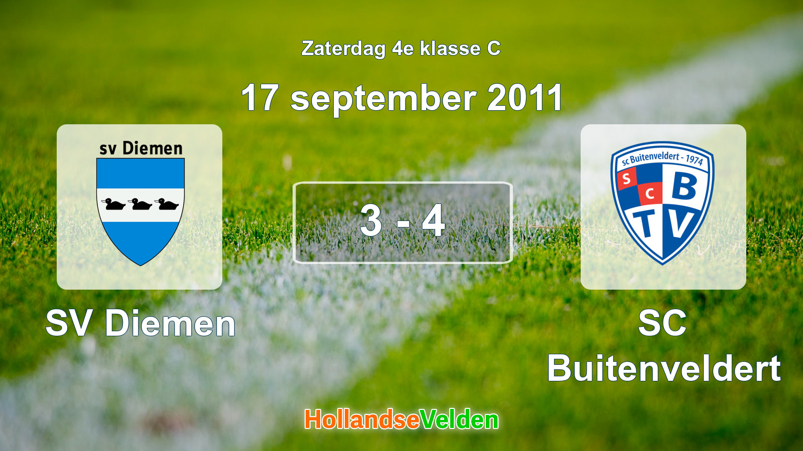 Gespeelde wedstrijd: SV Diemen - SC Buitenveldert 3 - 4 (17 september 2011)