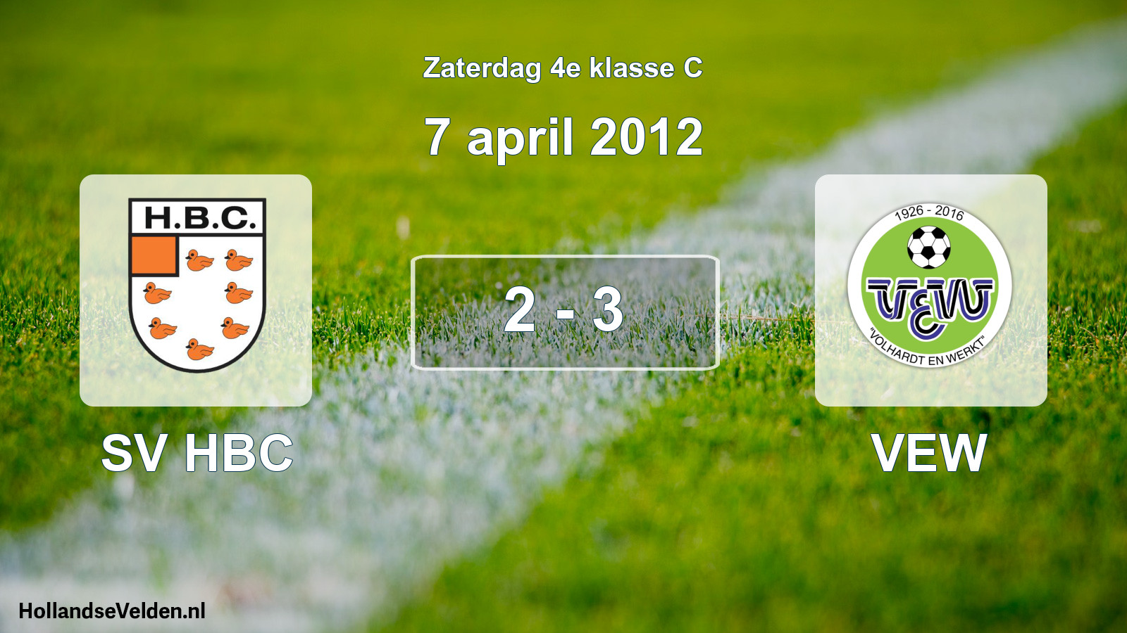 Gespeelde wedstrijd: SV HBC - VEW 2 - 3 (7 april 2012)