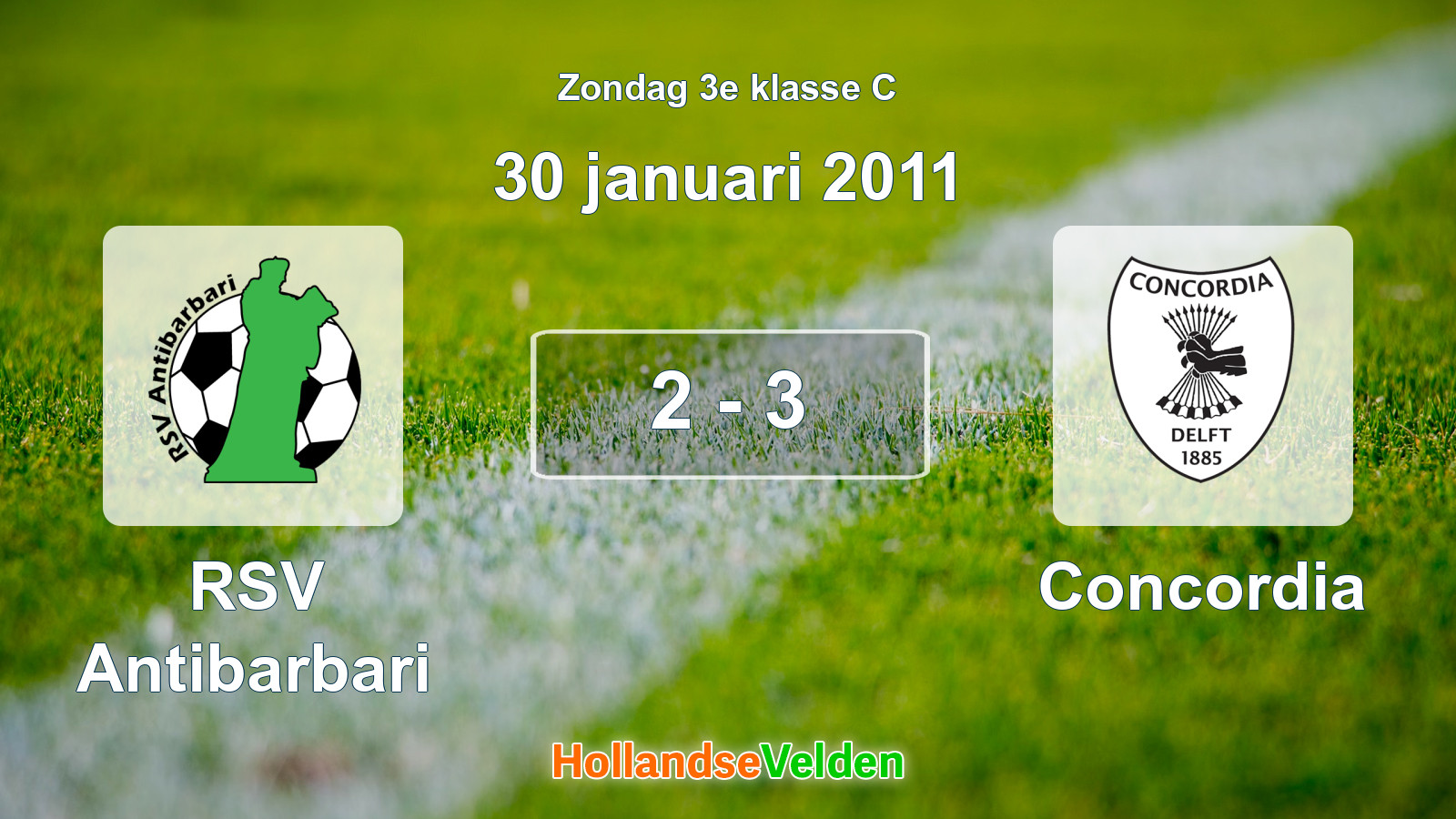 Gespeelde wedstrijd: RSV Antibarbari - Concordia 2 - 3 (30 januari 2011)