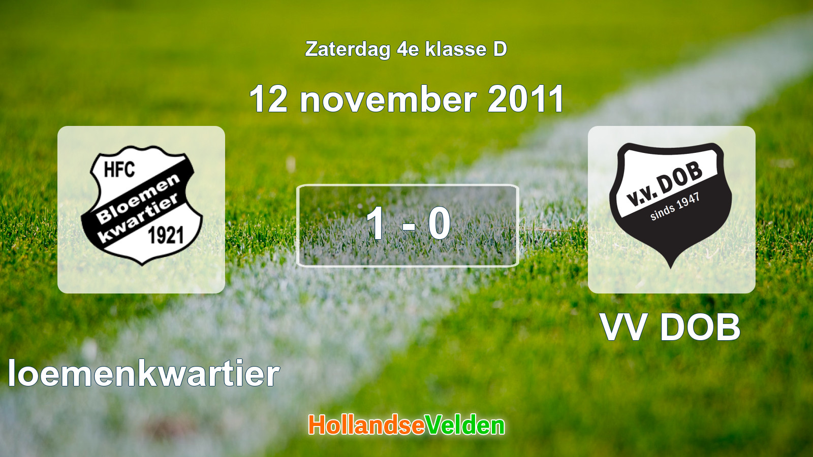 Gespeelde wedstrijd: Bloemenkwartier - VV DOB 1 - 0 (12 november 2011)