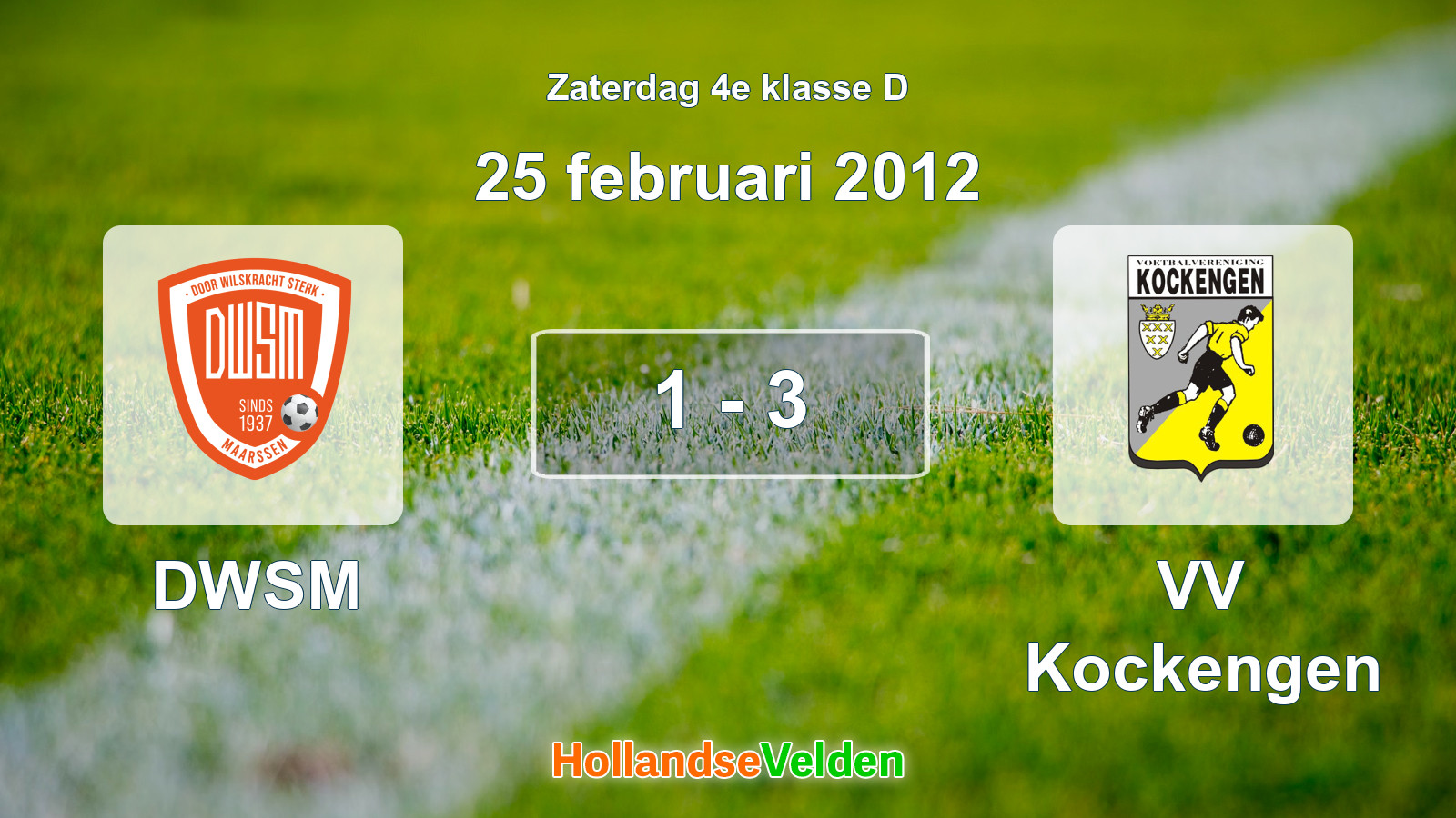 Gespeelde wedstrijd: DWSM - VV Kockengen 1 - 3 (25 februari 2012)