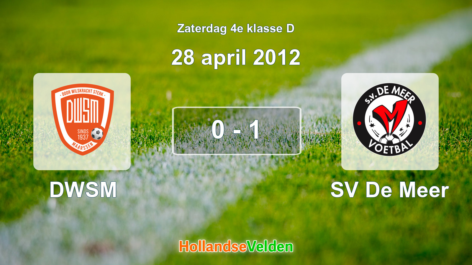 Gespeelde wedstrijd: DWSM - SV De Meer 0 - 1 (28 april 2012)