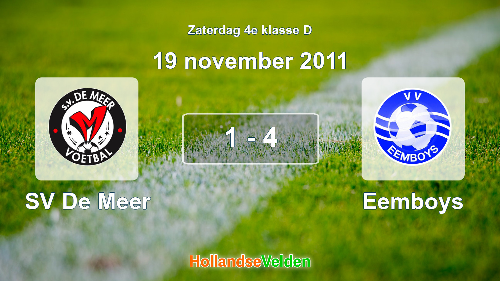 Gespeelde wedstrijd: SV De Meer - Eemboys 1 - 4 (19 november 2011)