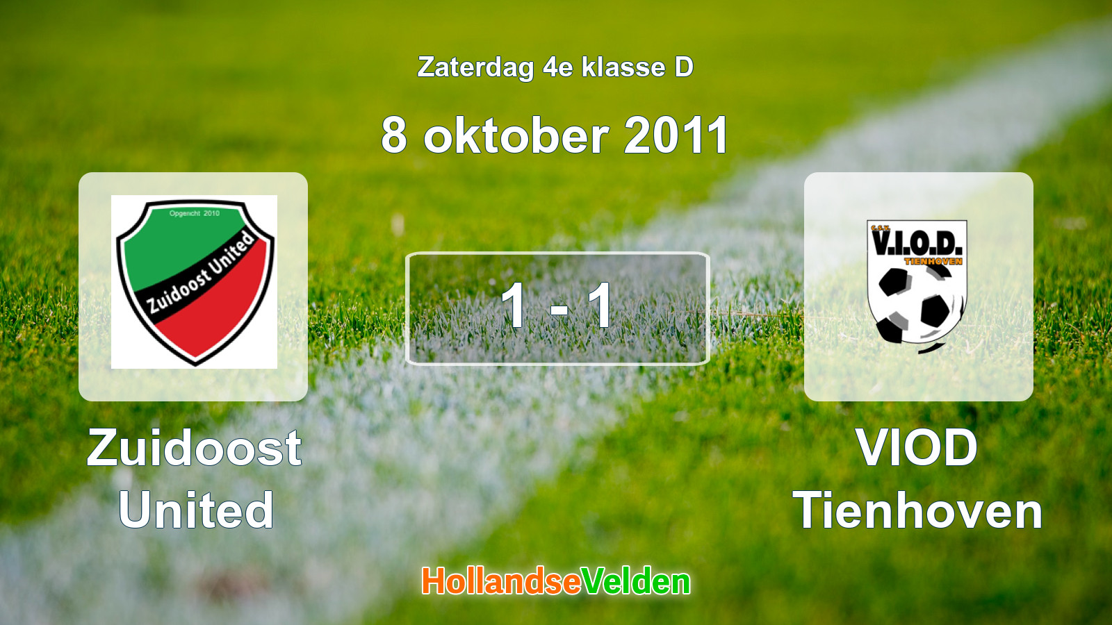 Gespeelde wedstrijd: Zuidoost United - VIOD Tienhoven 1 - 1 (8 oktober 2011)