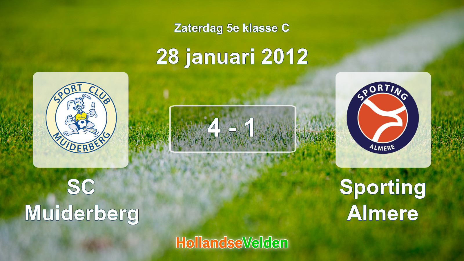 Gespeelde wedstrijd: SC Muiderberg - Sporting Almere 4 - 1 (28 januari 2012)