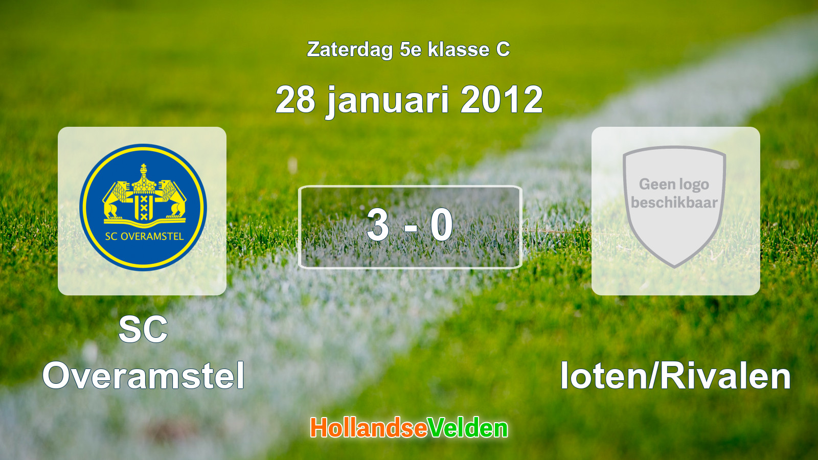 Gespeelde wedstrijd: SC Overamstel - Sloten/Rivalen 3 - 0 (28 januari 2012)