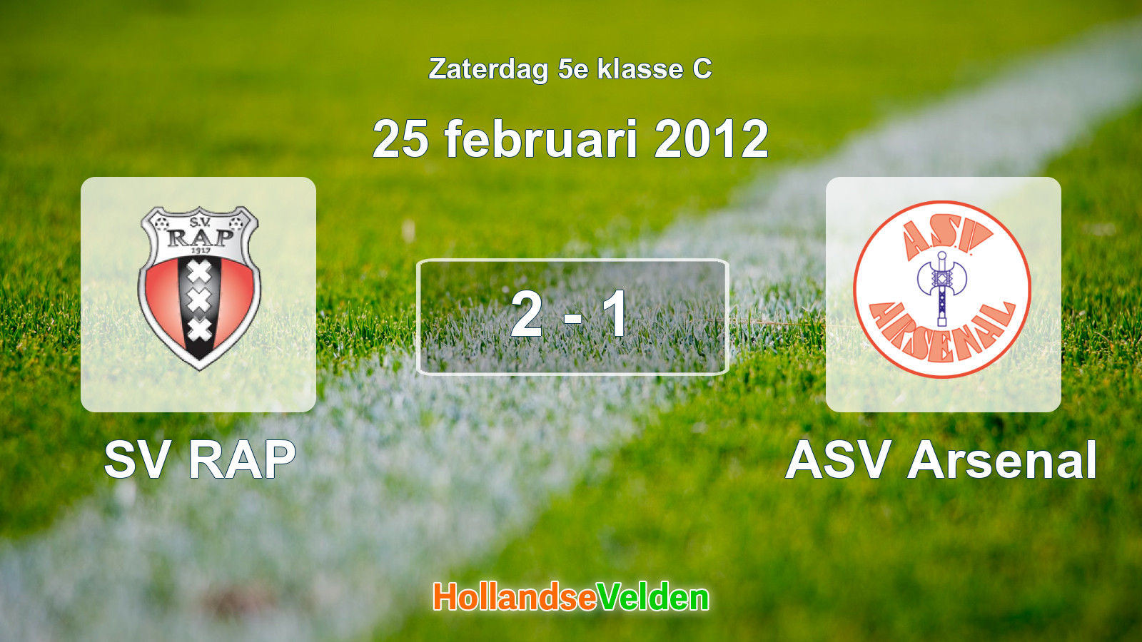 Gespeelde wedstrijd: SV RAP - ASV Arsenal 2 - 1 (25 februari 2012)