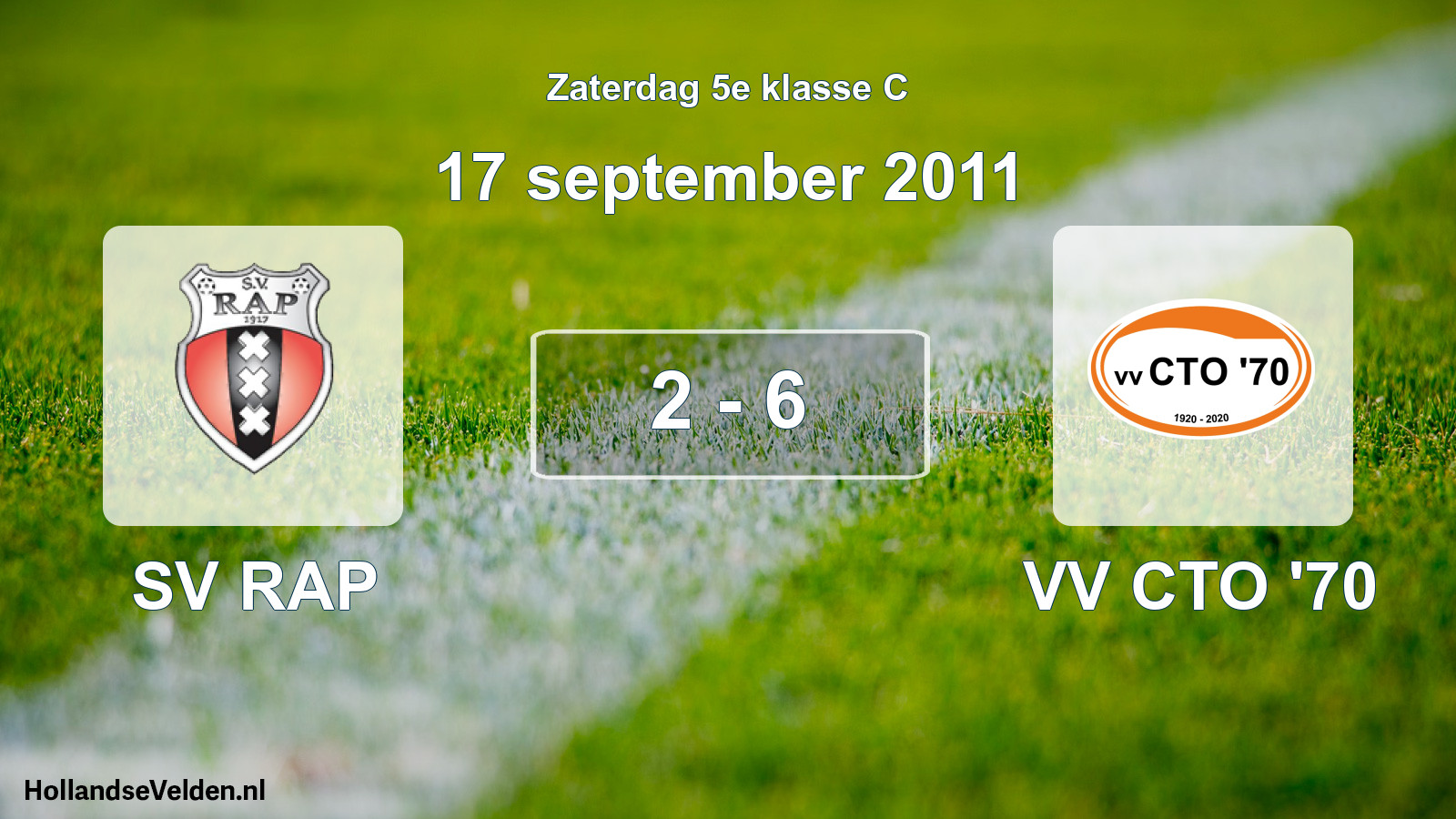 Gespeelde wedstrijd: SV RAP - VV CTO '70 2 - 6 (17 september 2011)