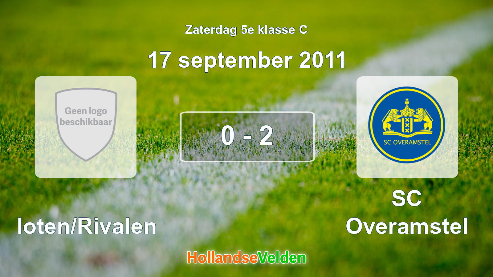 Gespeelde wedstrijd: Sloten/Rivalen - SC Overamstel 0 - 2 (17 september 2011)
