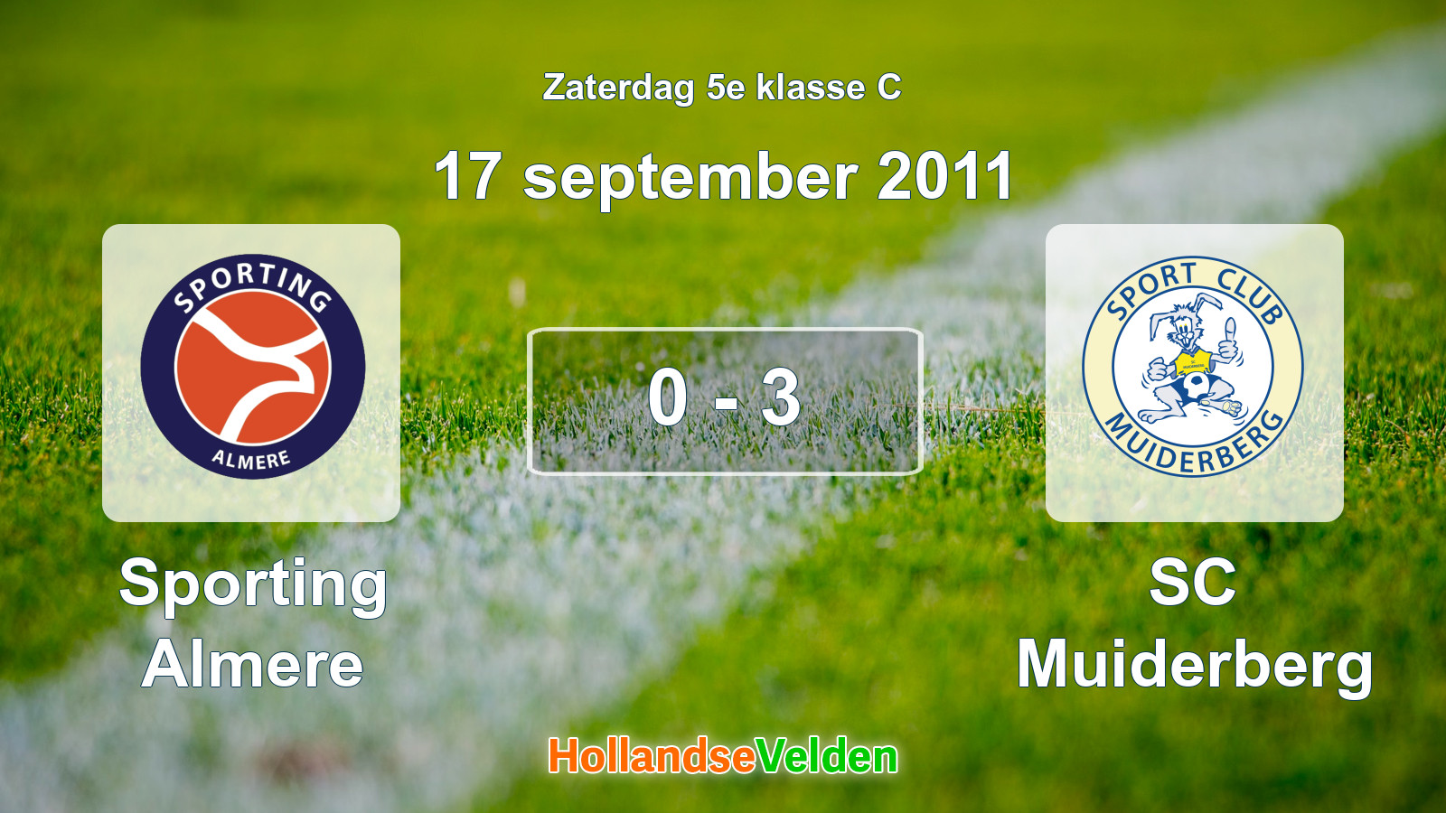 Gespeelde wedstrijd: Sporting Almere - SC Muiderberg 0 - 3 (17 september 2011)