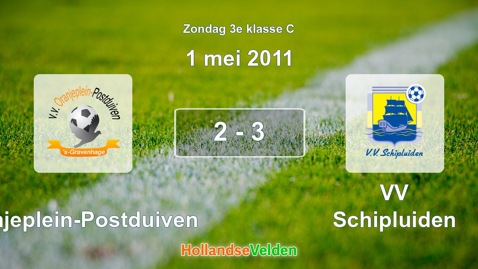 Gespeelde wedstrijd: Oranjeplein-Postduiven - VV Schipluiden 2 - 3 (1 mei 2011)