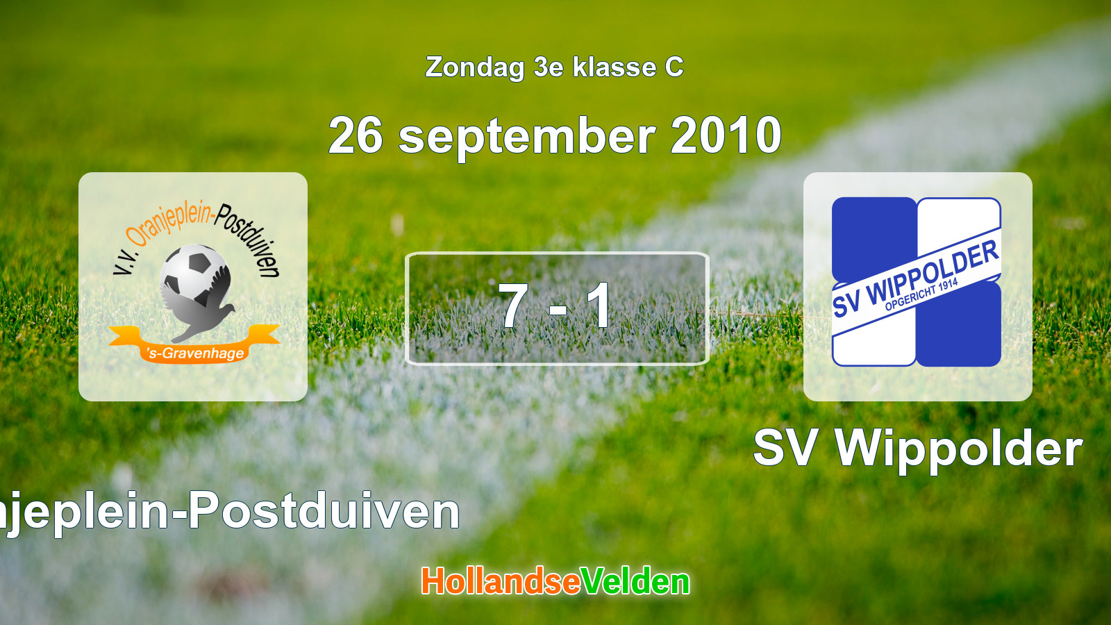 Gespeelde wedstrijd: Oranjeplein-Postduiven - SV Wippolder 7 - 1 (26 september 2010)