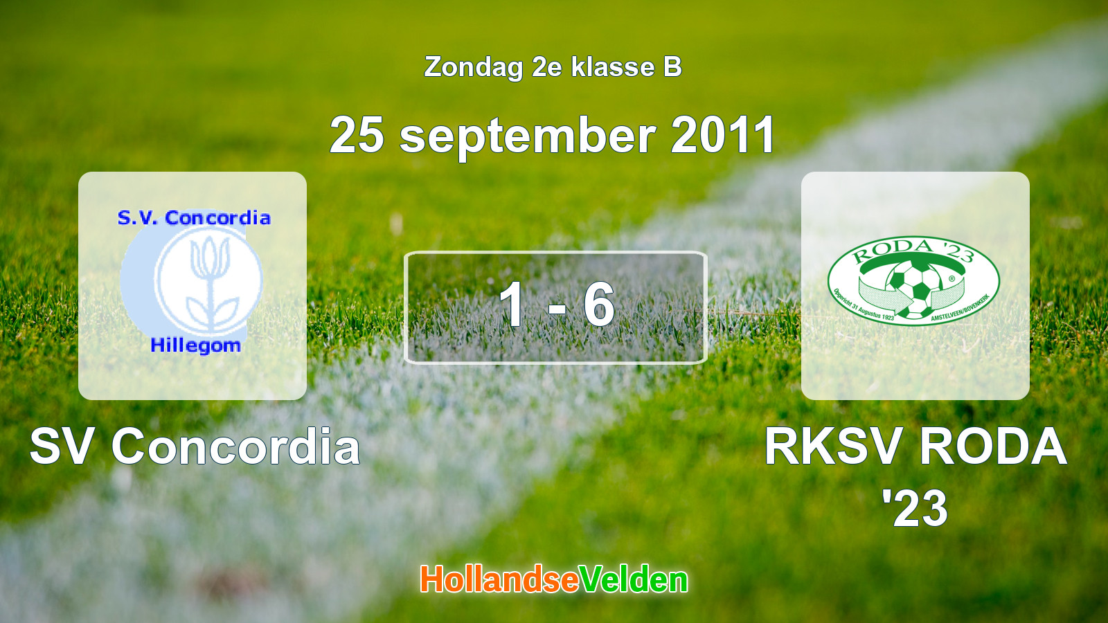 Gespeelde wedstrijd: SV Concordia - RKSV RODA '23 1 - 6 (25 september 2011)