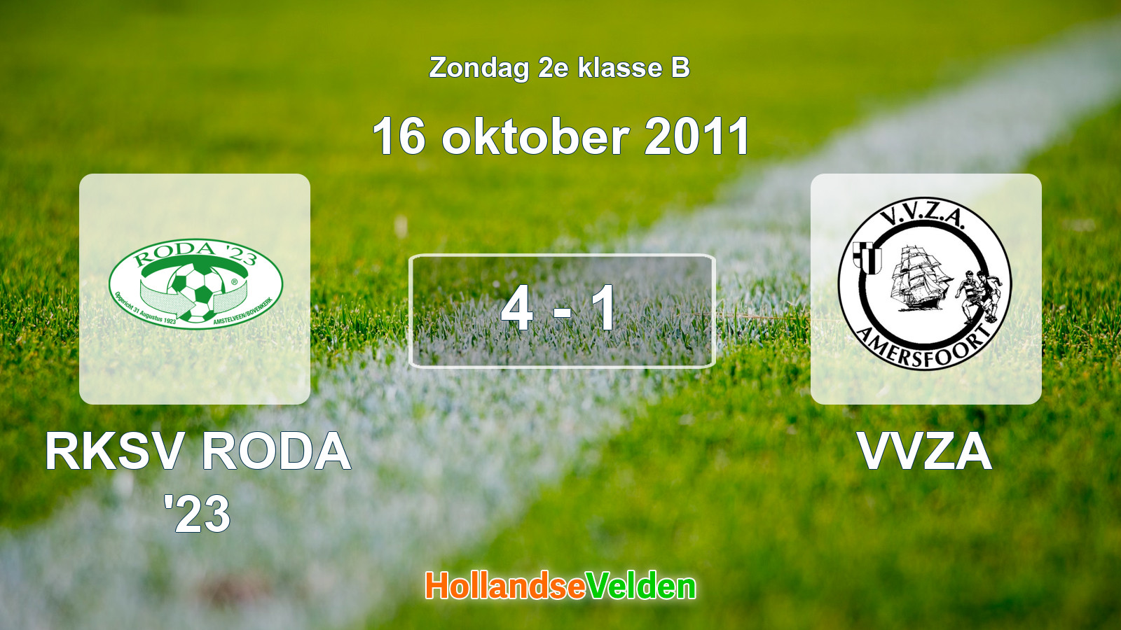 Gespeelde wedstrijd: RKSV RODA '23 - VVZA 4 - 1 (16 oktober 2011)