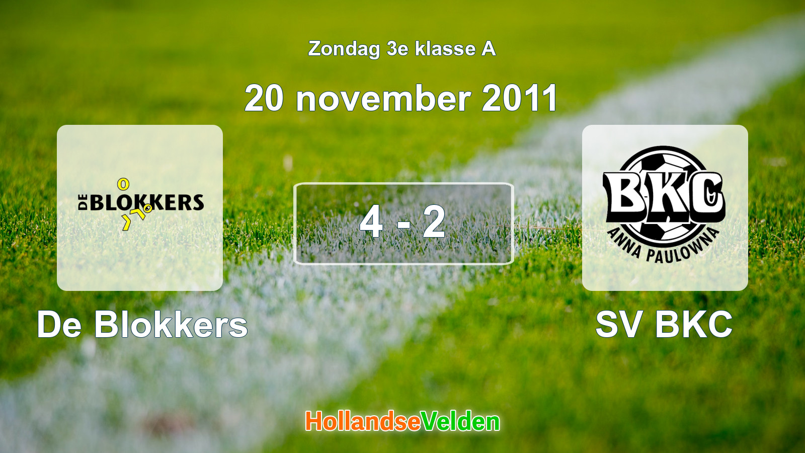 Gespeelde wedstrijd: De Blokkers - SV BKC 4 - 2 (20 november 2011)