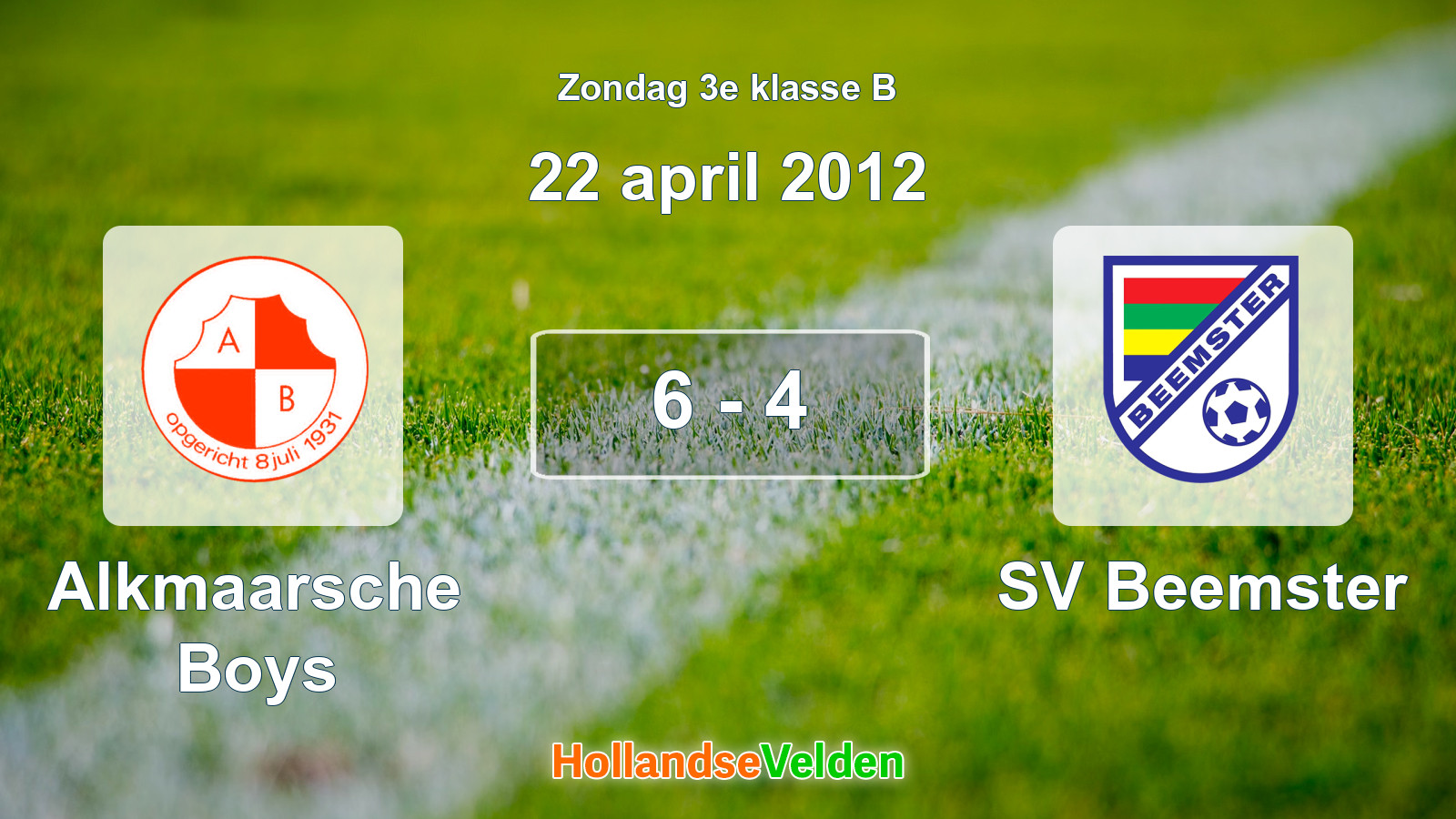 Gespeelde wedstrijd: Alkmaarsche Boys - SV Beemster 6 - 4 (22 april 2012)