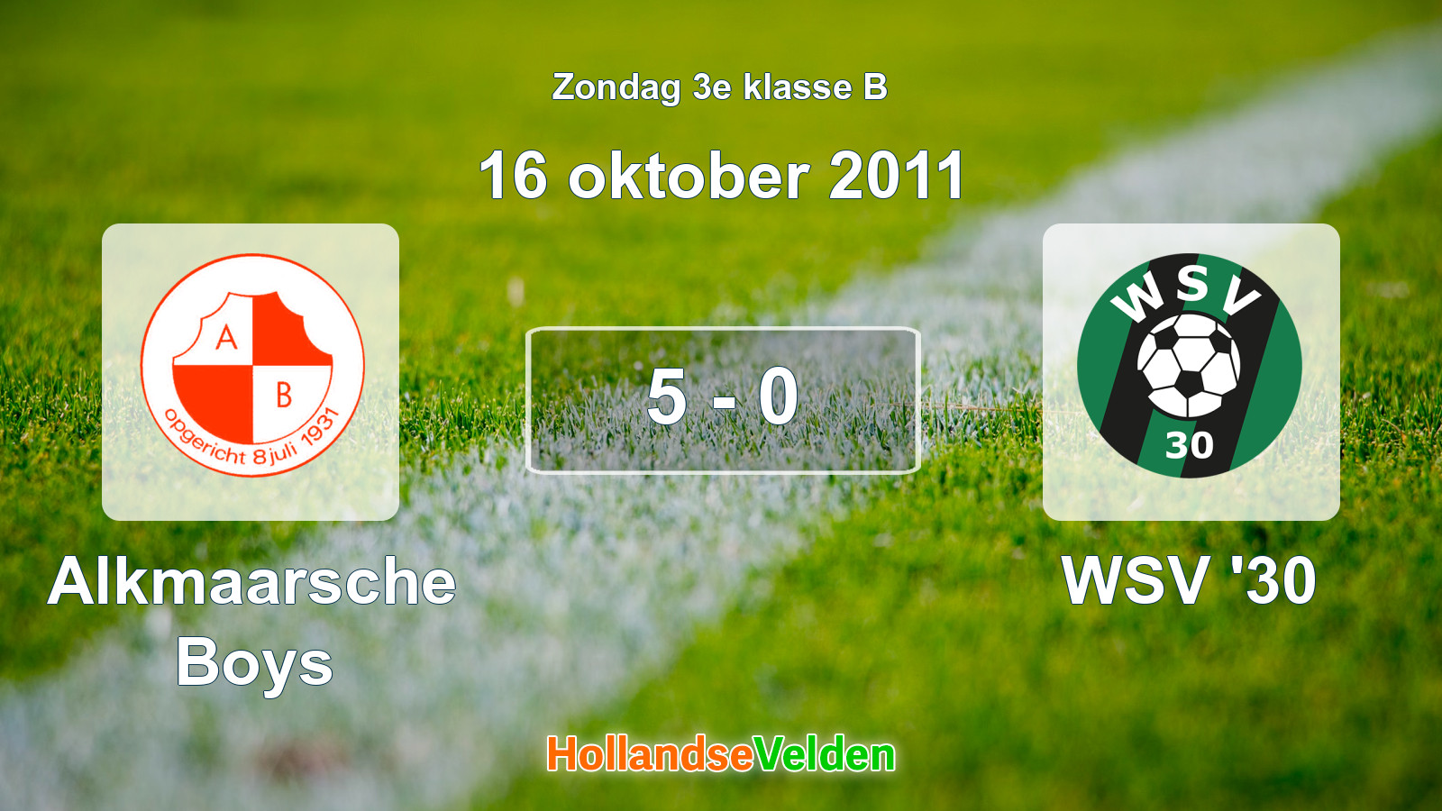 Gespeelde wedstrijd: Alkmaarsche Boys - WSV '30 5 - 0 (16 oktober 2011)
