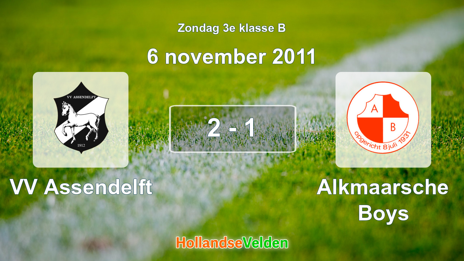 Gespeelde wedstrijd: VV Assendelft - Alkmaarsche Boys 2 - 1 (6 november 2011)