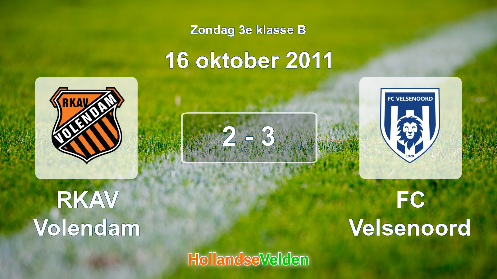 Gespeelde wedstrijd: RKAV Volendam - FC Velsenoord 2 - 3 (16 oktober 2011)