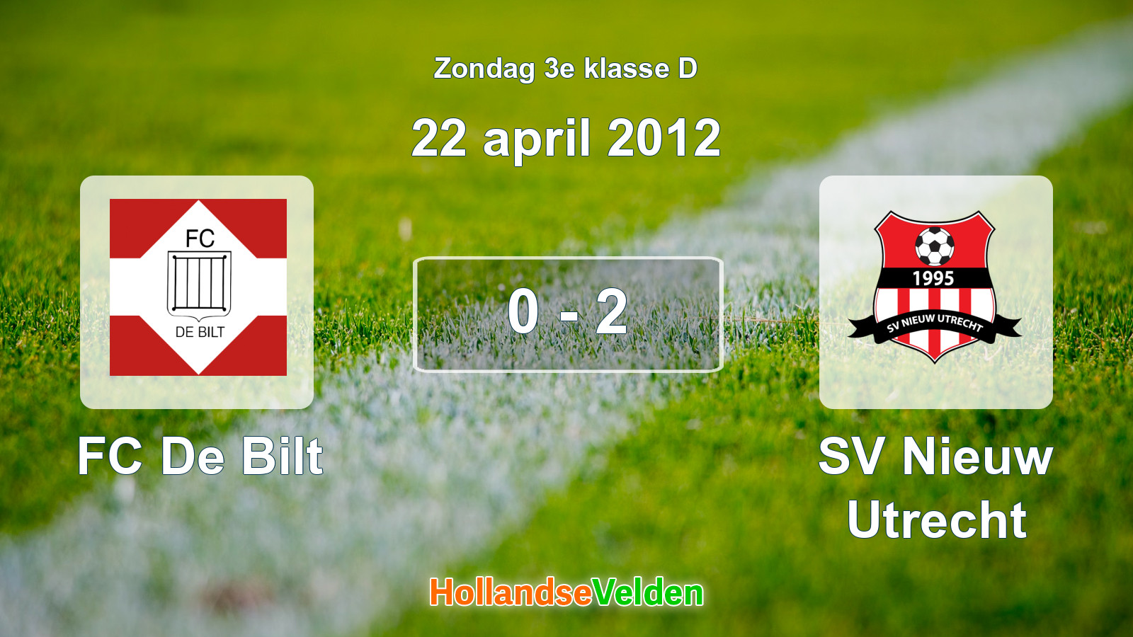 Gespeelde wedstrijd: FC De Bilt - SV Nieuw Utrecht 0 - 2 (22 april 2012)