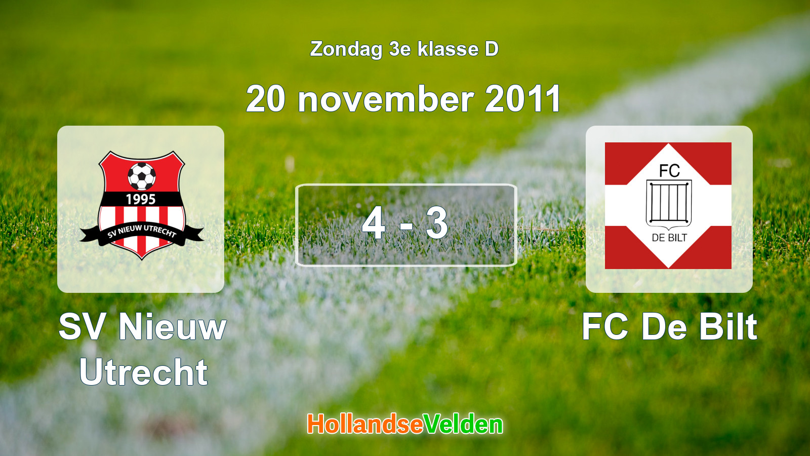 Gespeelde wedstrijd: SV Nieuw Utrecht - FC De Bilt 4 - 3 (20 november 2011)