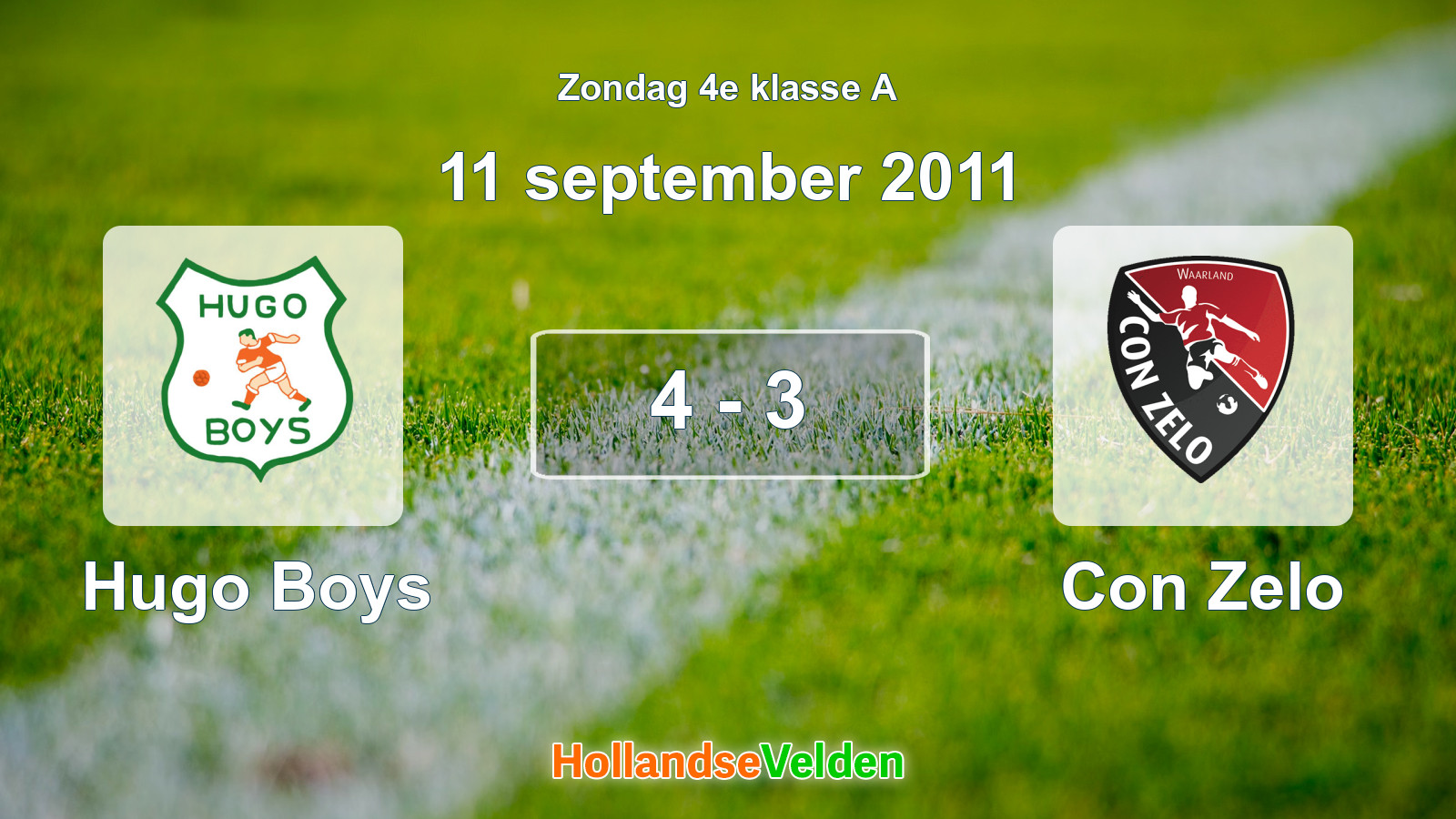 Gespeelde wedstrijd: Hugo Boys - Con Zelo 4 - 3 (11 september 2011)