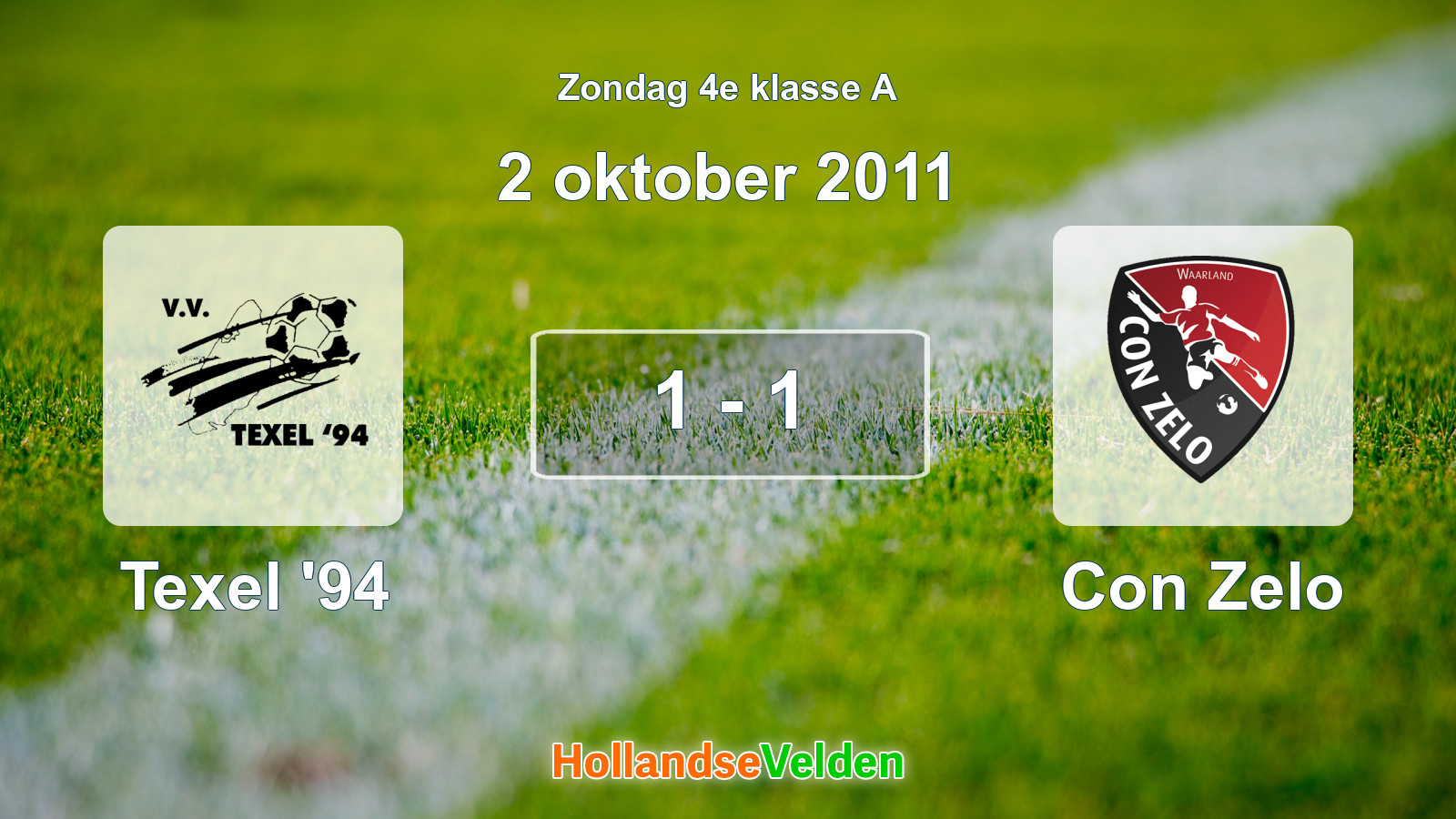 Gespeelde wedstrijd: Texel '94 - Con Zelo 1 - 1 (2 oktober 2011)