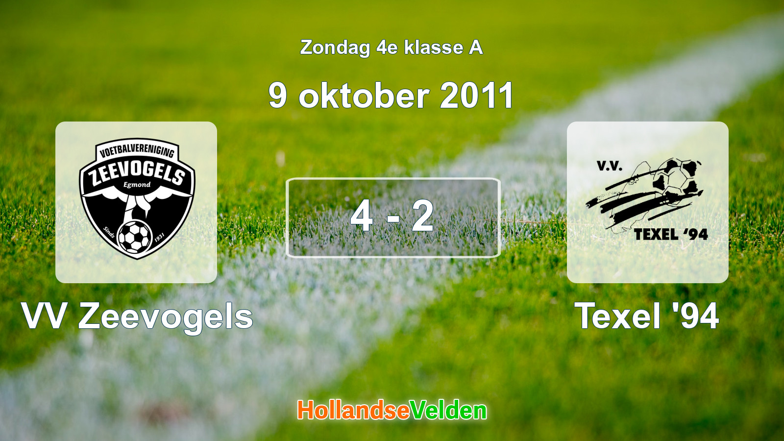 Gespeelde wedstrijd: VV Zeevogels - Texel '94 4 - 2 (9 oktober 2011)