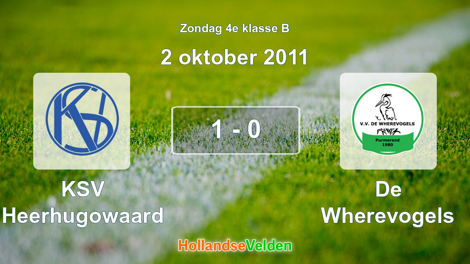 Gespeelde wedstrijd: KSV Heerhugowaard - De Wherevogels 1 - 0 (2 oktober 2011)