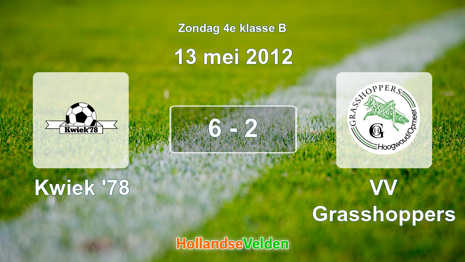 Gespeelde wedstrijd: Kwiek '78 - VV Grasshoppers 6 - 2 (13 mei 2012)