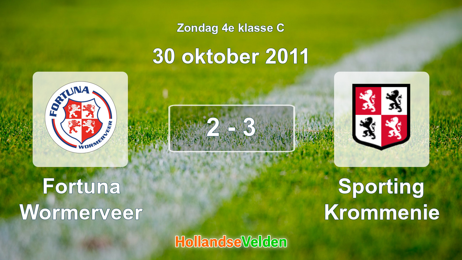 Gespeelde wedstrijd: Fortuna Wormerveer - Sporting Krommenie 2 - 3 (30 oktober 2011)