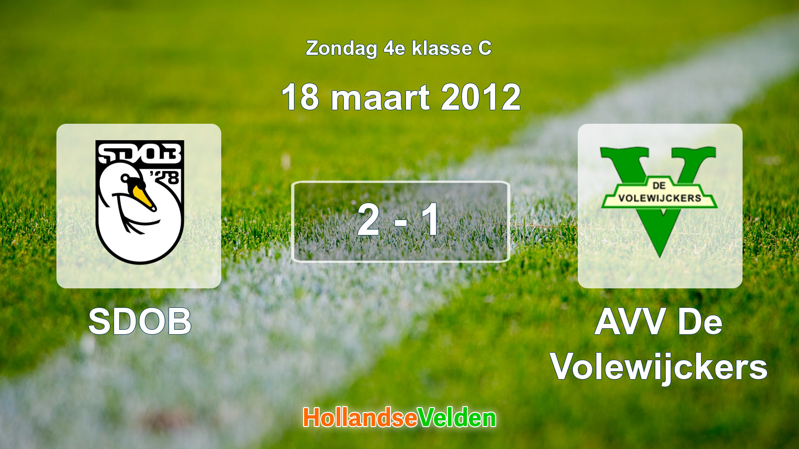 Gespeelde wedstrijd: SDOB - AVV De Volewijckers 2 - 1 (18 maart 2012)