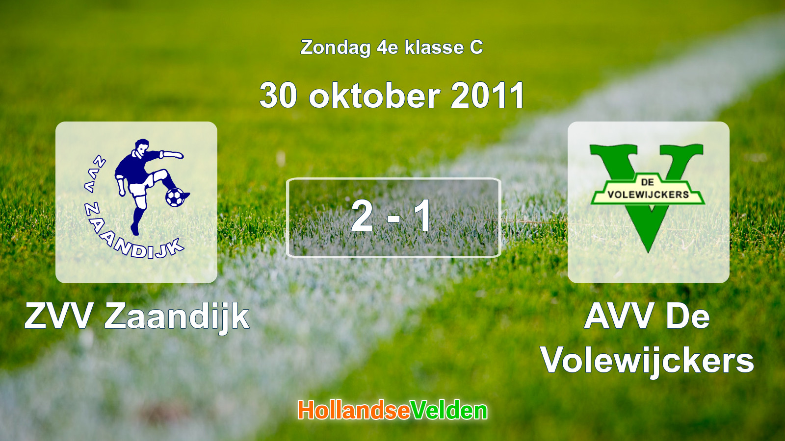 Gespeelde wedstrijd: ZVV Zaandijk - AVV De Volewijckers 2 - 1 (30 oktober 2011)