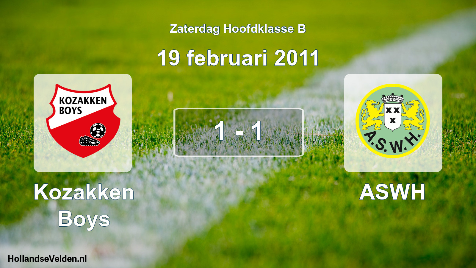 Gespeelde wedstrijd: Kozakken Boys - ASWH 1 - 1 (19 februari 2011)