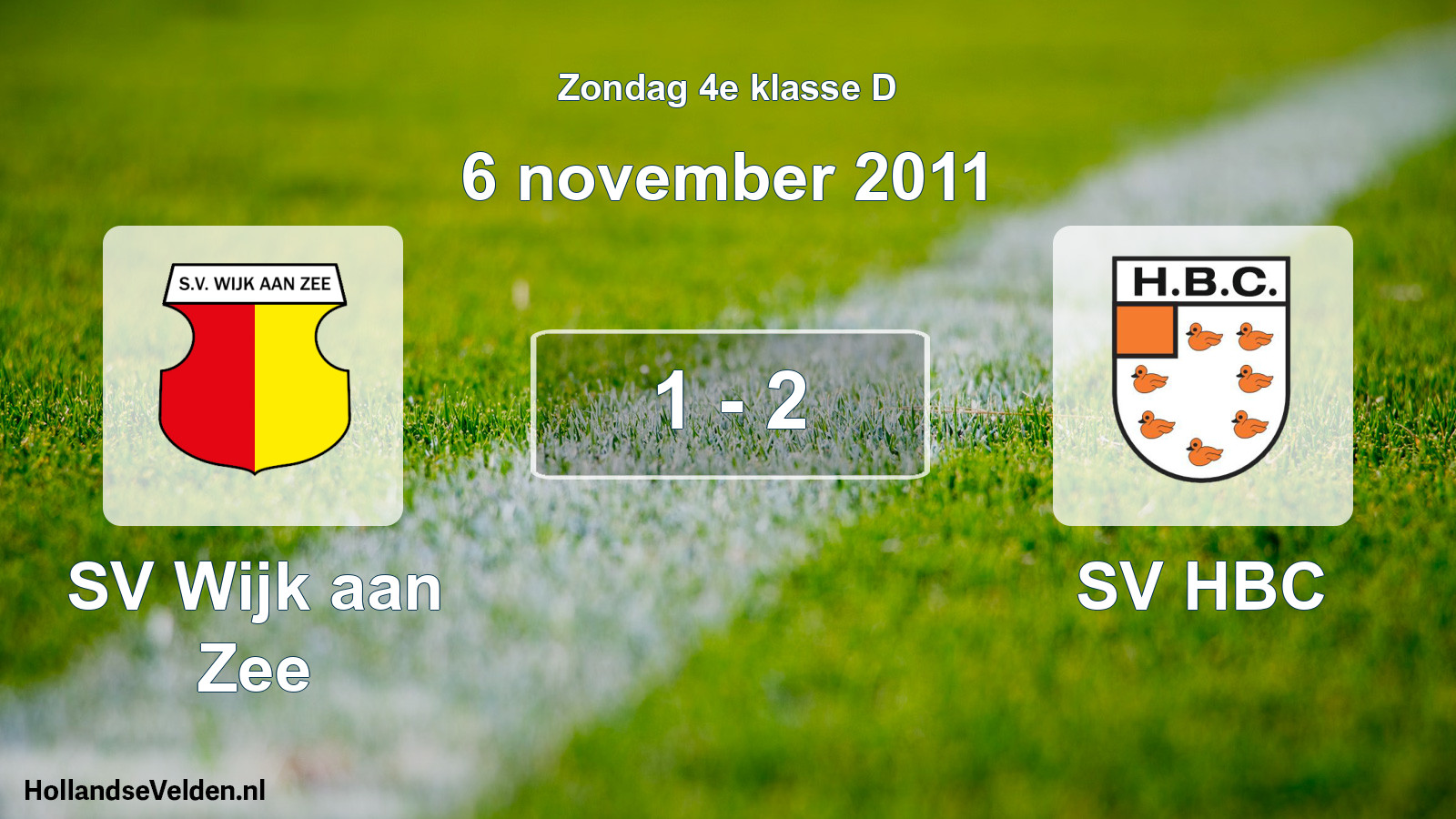 Gespeelde wedstrijd: SV Wijk aan Zee - SV HBC 1 - 2 (6 november 2011)