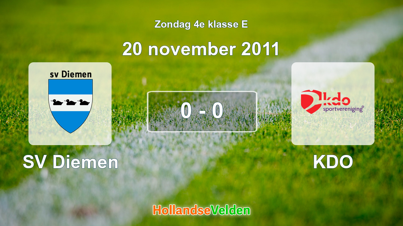 Gespeelde wedstrijd: SV Diemen - KDO 0 - 0 (20 november 2011)