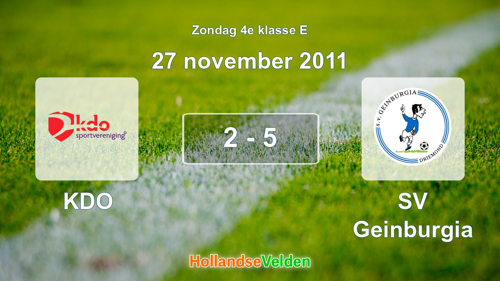 Gespeelde wedstrijd: KDO - SV Geinburgia 2 - 5 (27 november 2011)