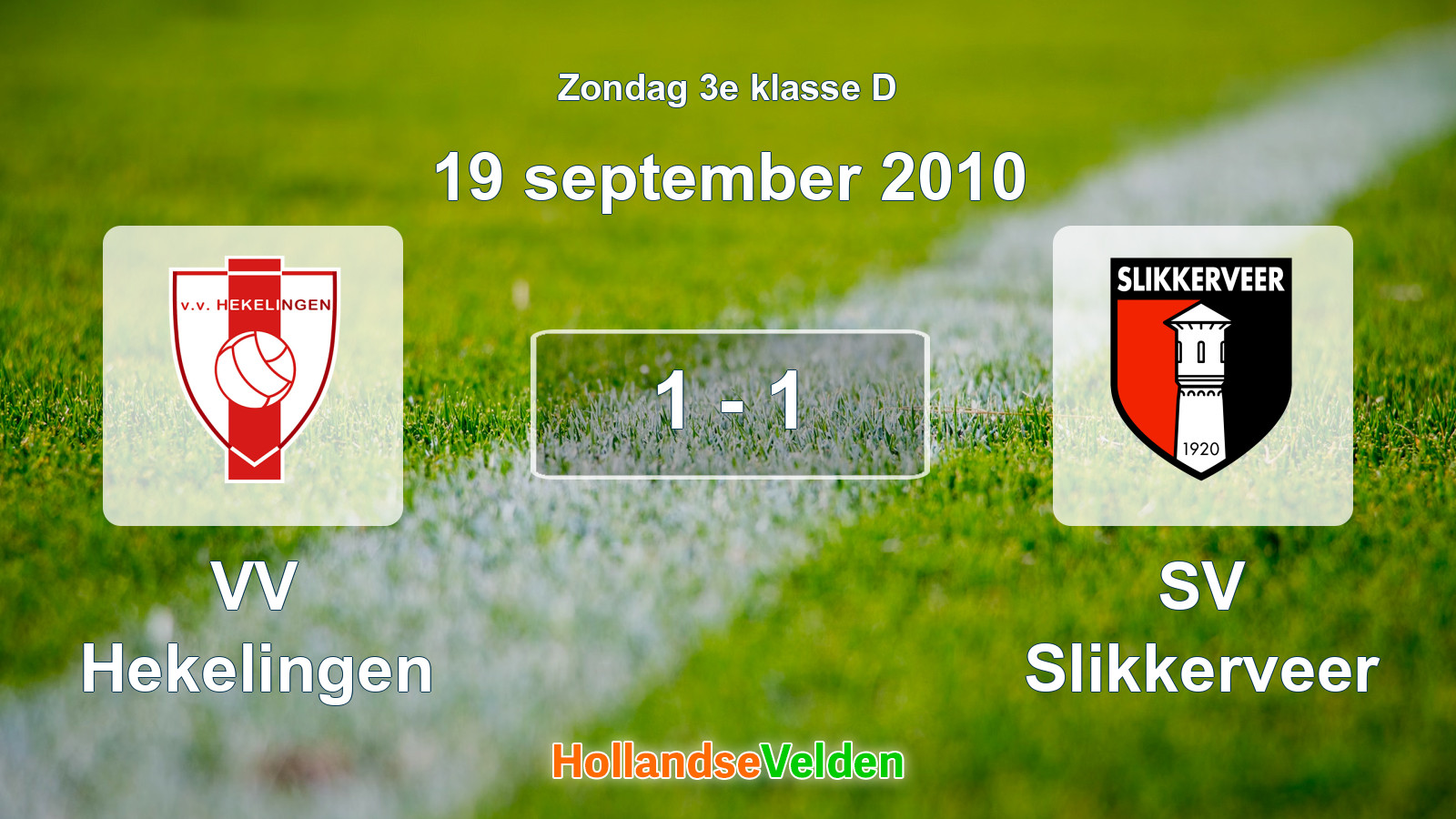 Gespeelde wedstrijd: VV Hekelingen - SV Slikkerveer 1 - 1 (19 september 2010)