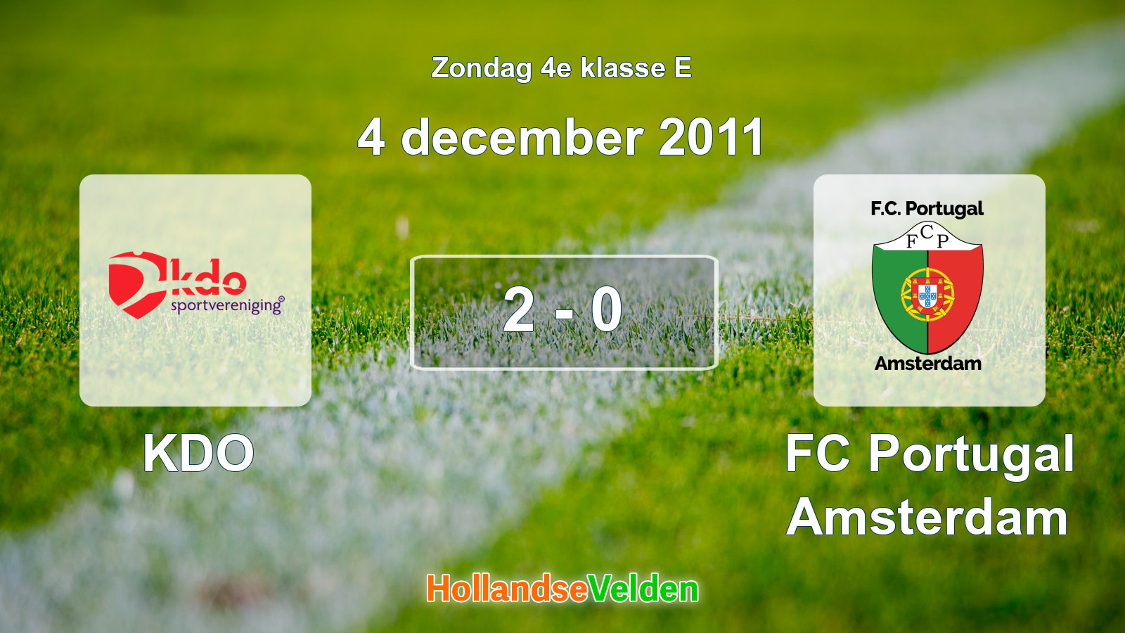 Gespeelde wedstrijd: KDO - FC Portugal Amsterdam 2 - 0 (4 december 2011)
