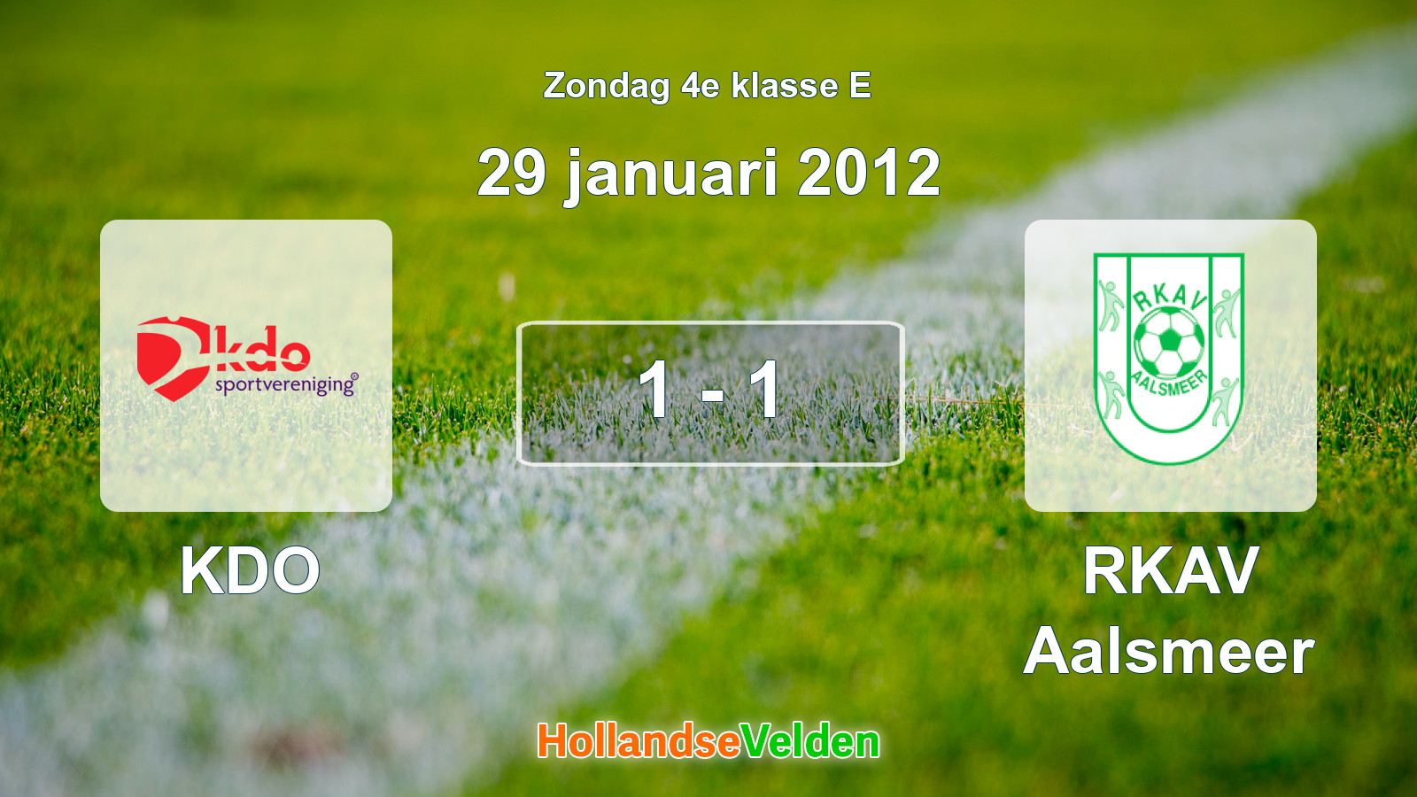 Gespeelde wedstrijd: KDO - RKAV Aalsmeer 1 - 1 (29 januari 2012)
