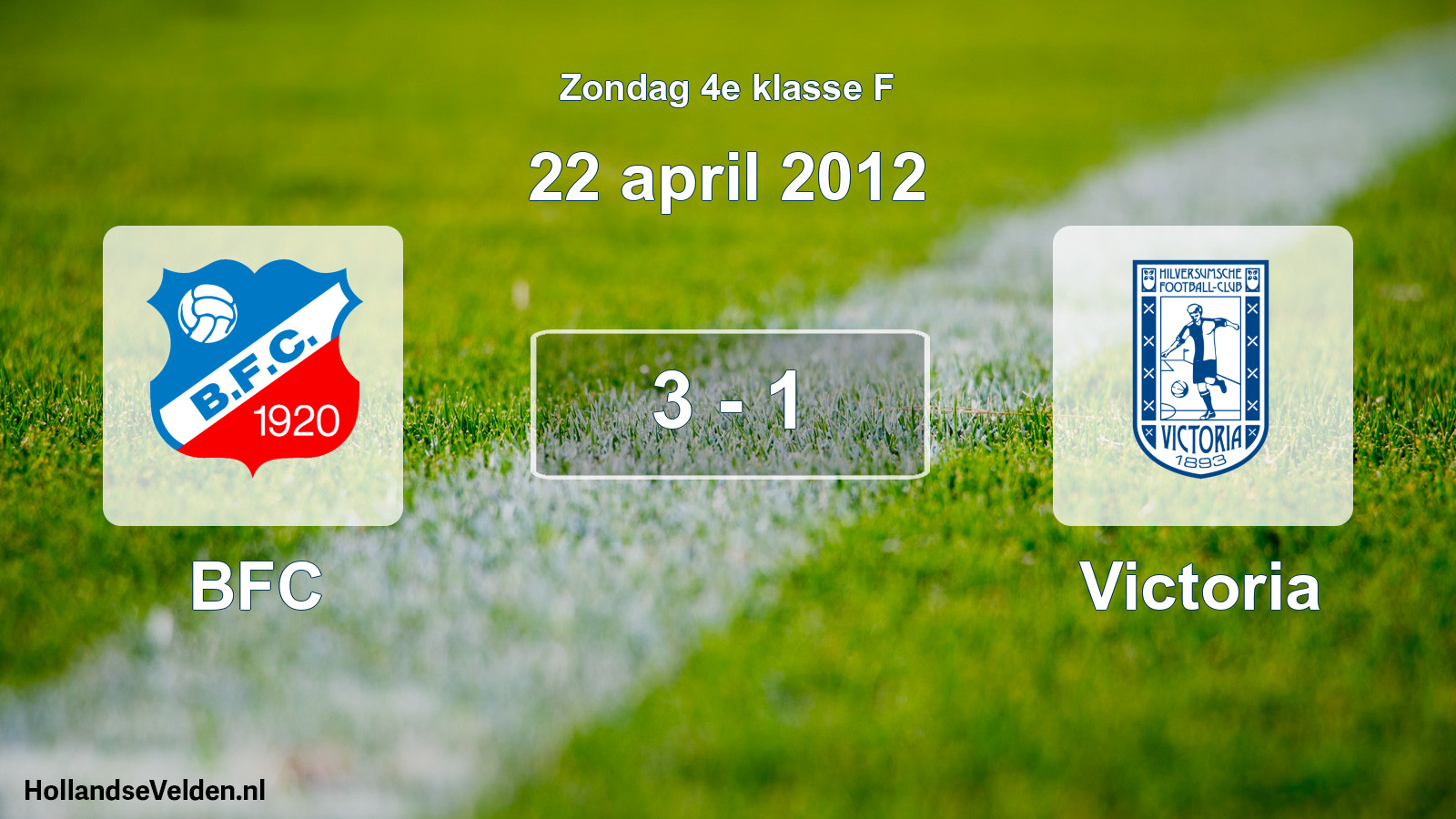 Gespeelde wedstrijd: BFC - Victoria 3 - 1 (22 april 2012)