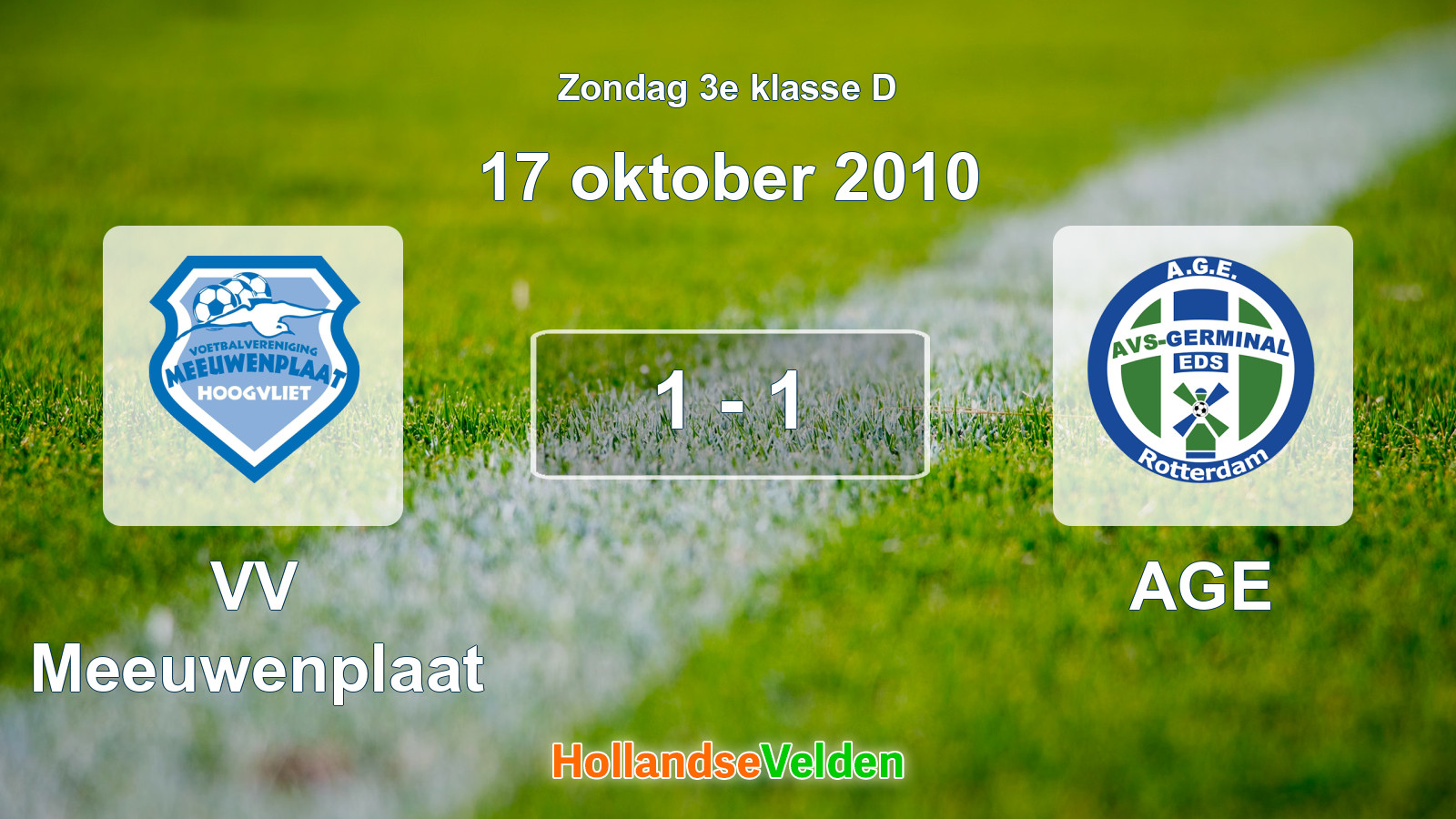 Gespeelde wedstrijd: VV Meeuwenplaat - AGE 1 - 1 (17 oktober 2010)